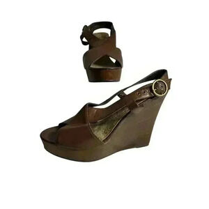Maurices Brown Wedge Sandals Size 10